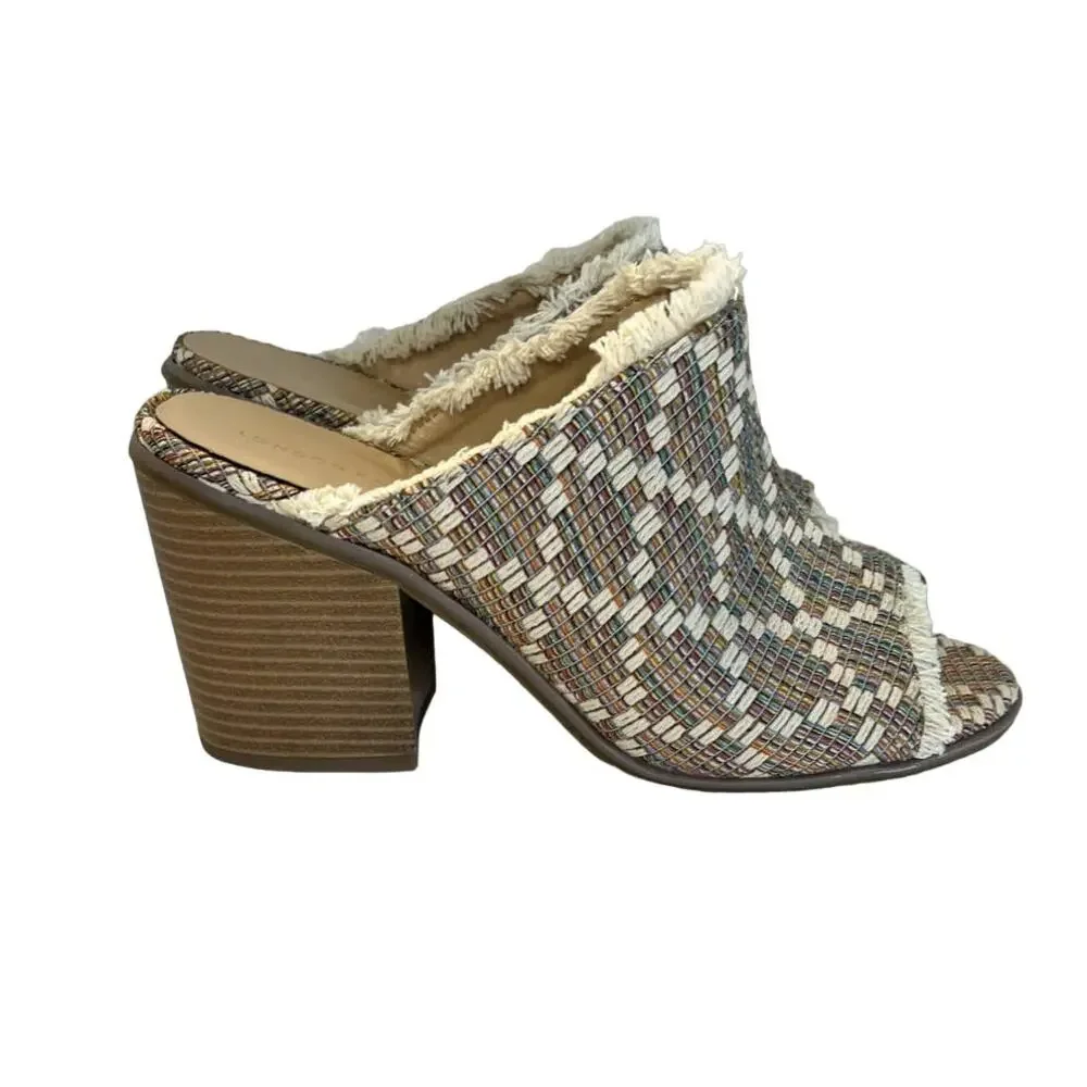 London Rag, Maya Tweed Tapestry with Fringe, 9.5, Block Heel
